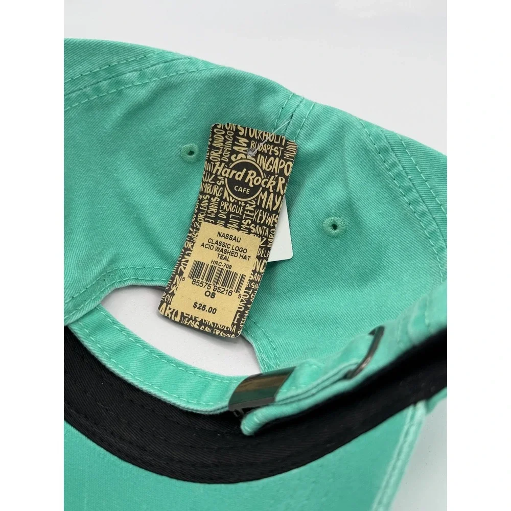 Hard Rock Cafe Nassau Bahamas Teal Acid Washed Hat Cap Adjustable NWT Unworn